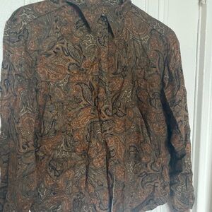 Brown Paisley Button-Up Shirt